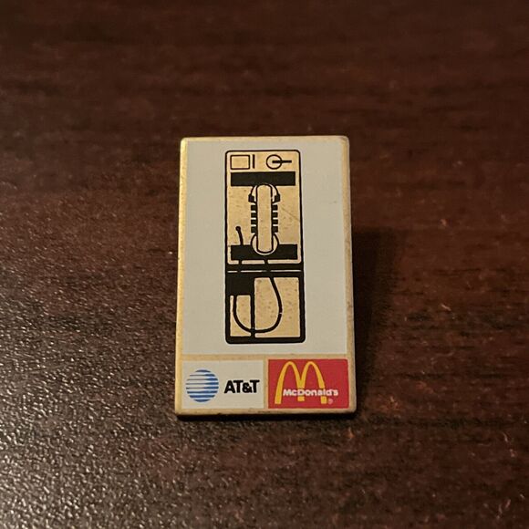 McDonald’s AT&T Pay Phone Employee Lapel Hat Pin - Picture 1 of 3